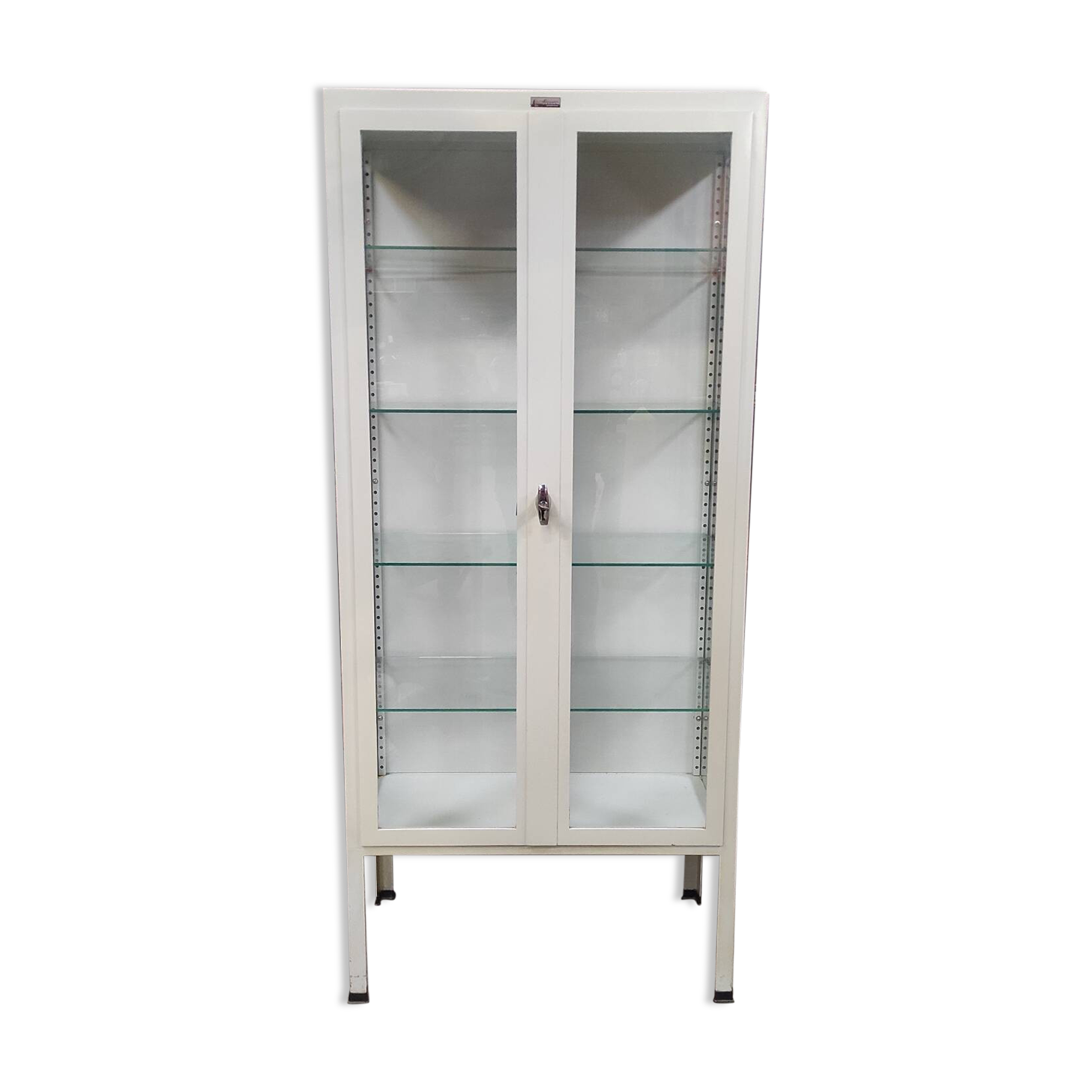 Vintage ManuBelge Medical Cabinet | Industrial Glass Display