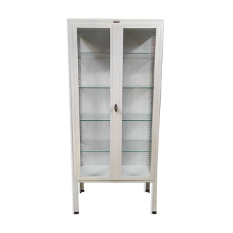 Armoire médicale vintage ManuBelge | Vitrine industrielle en verre