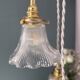 Vintage triple tulip pendant light in chiseled glass and holophane