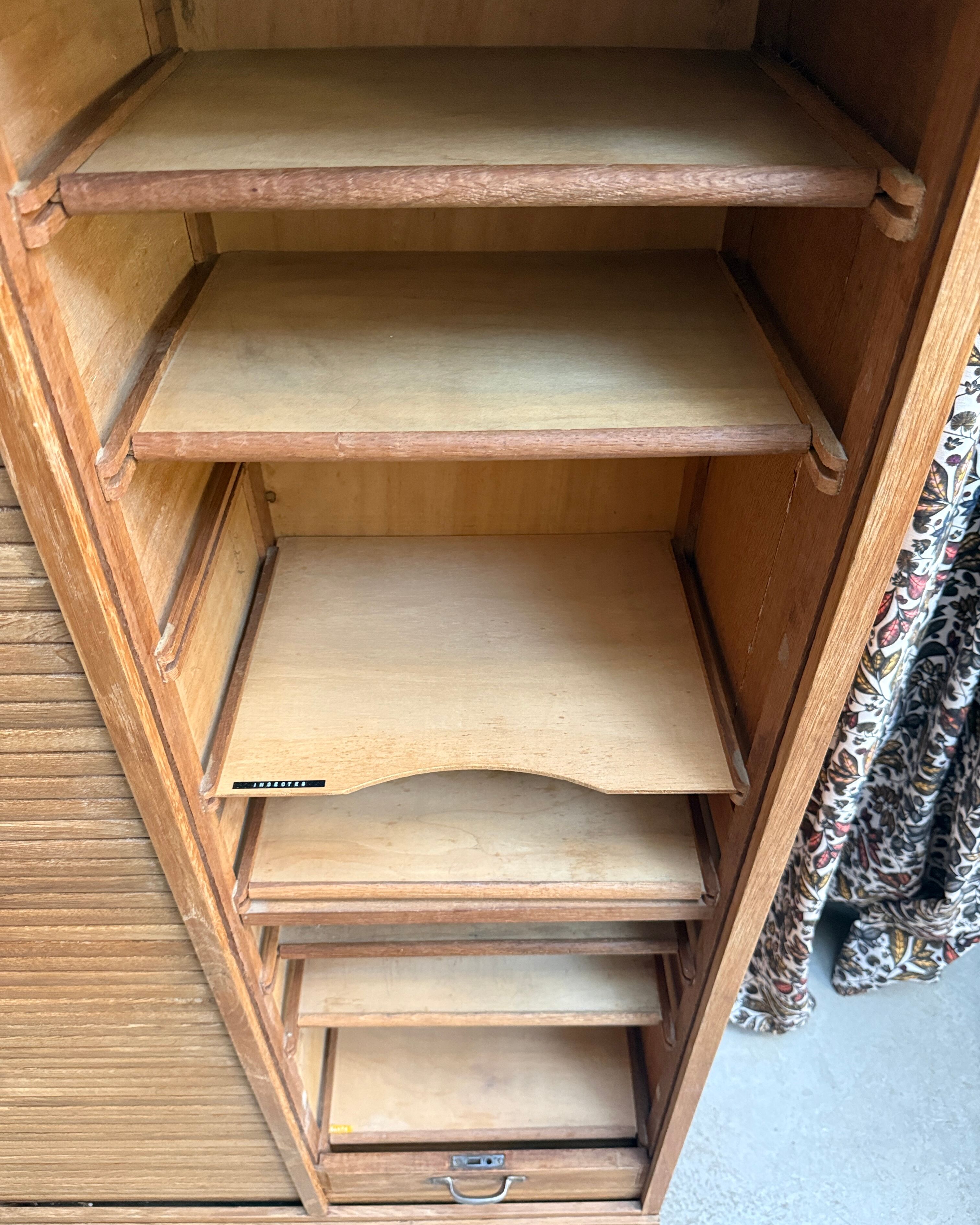 Oak filing cabinet with curtains (renovated)