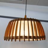 Plafonnier design en teck, années 60-70