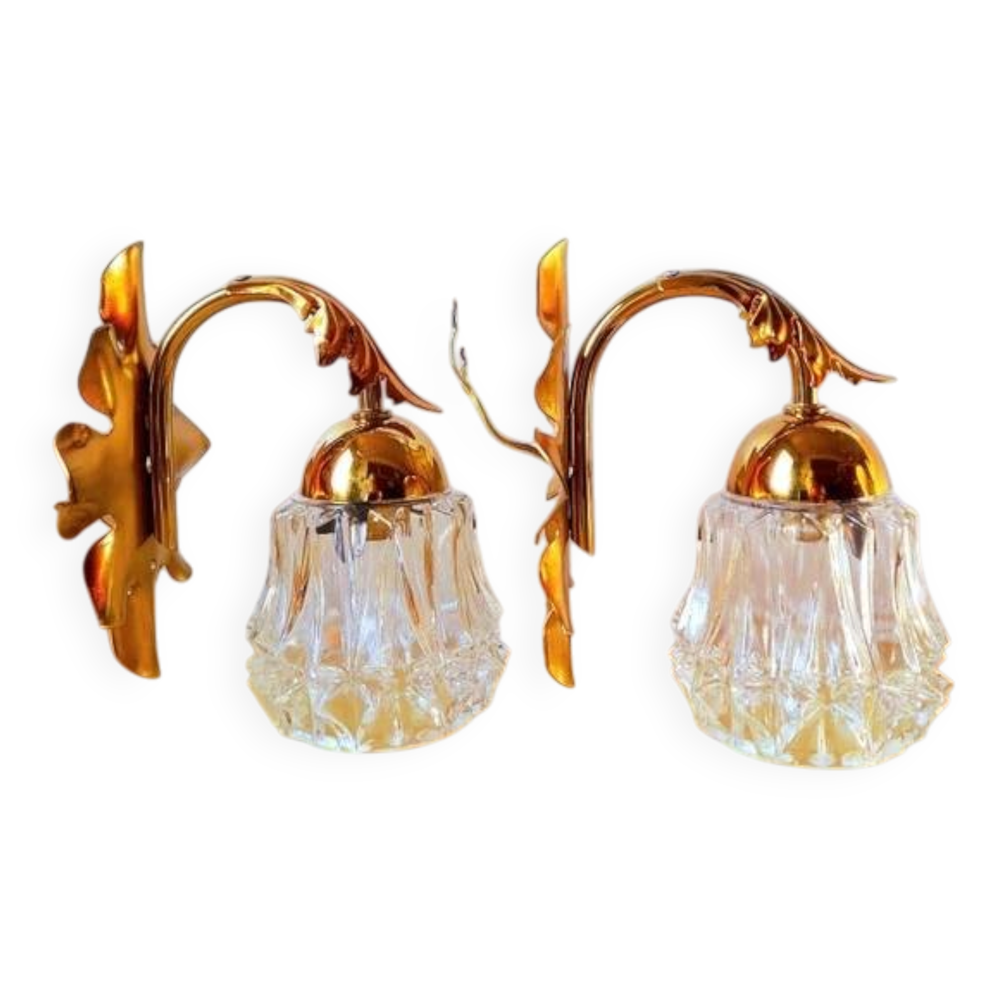 Paire D'Appliques Feuilles D'Acanthes 1970
