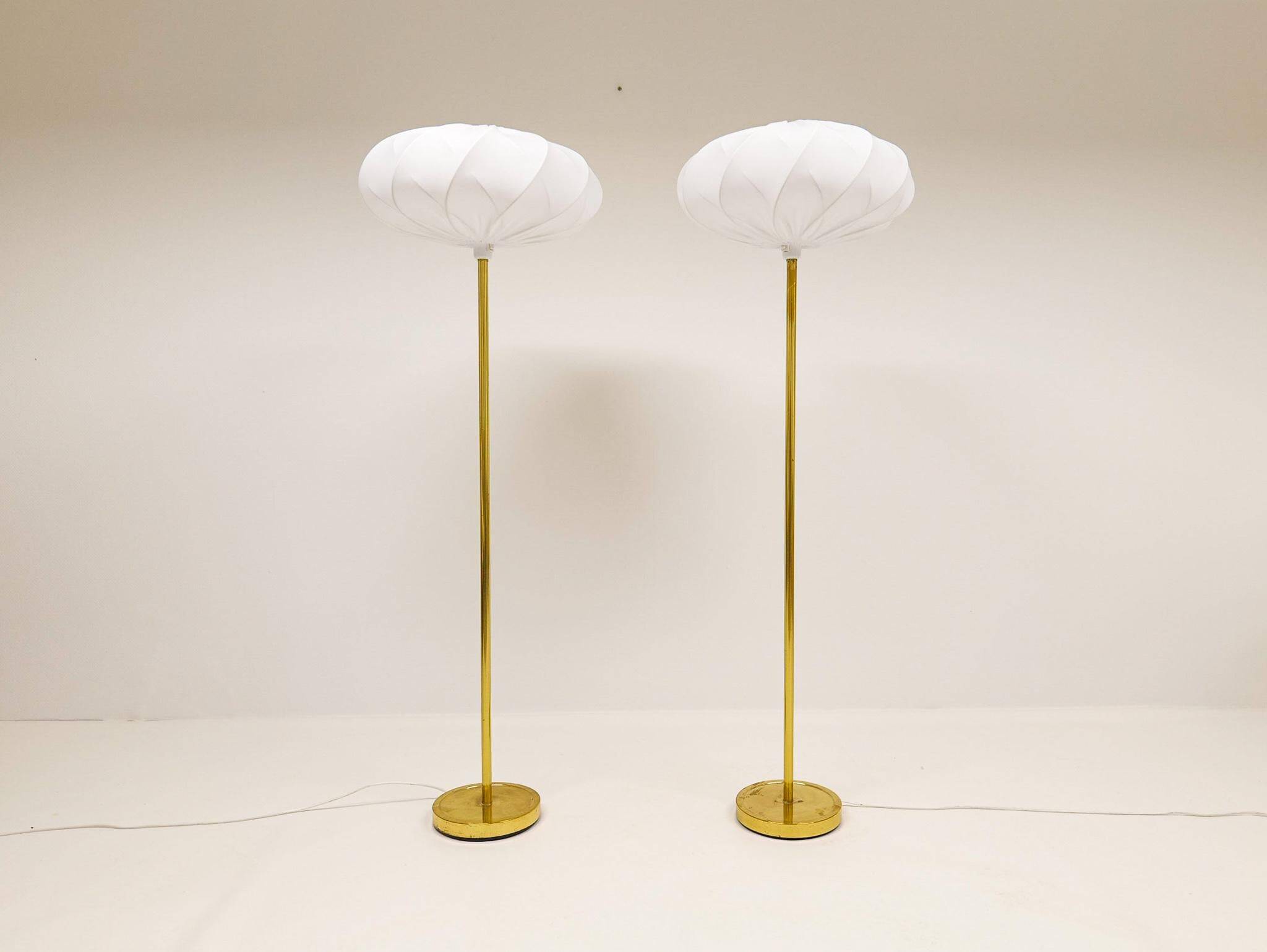 Modern Scandinavian floor lamps in brass "ENCO", Sweden, 1970s