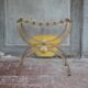 Vintage luggage rack, curule-shaped stool, iron suitcase table