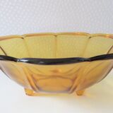 Cut/saladier tripod in the shape of amber-coloured flower