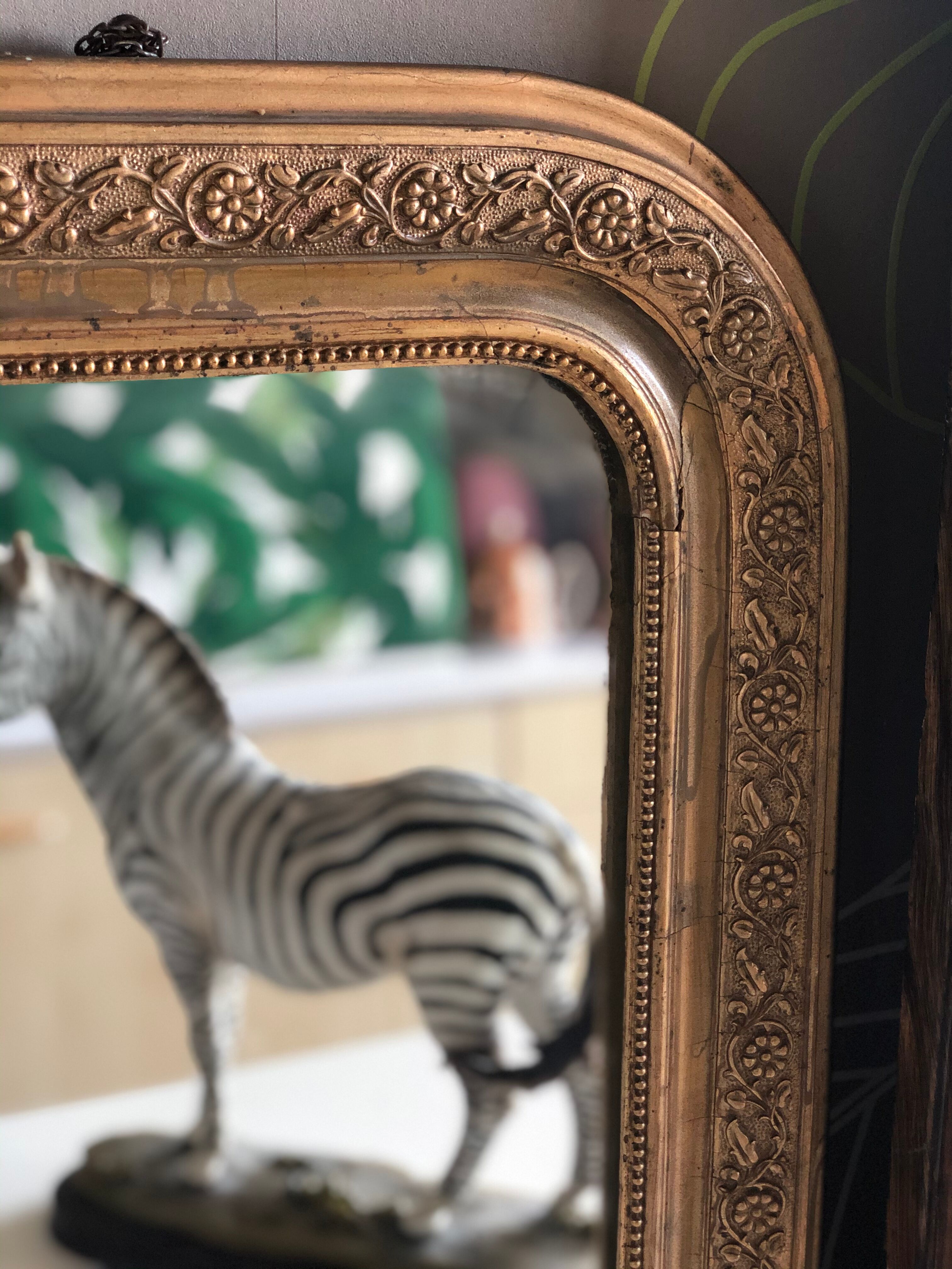 Philippe Louis mirror in gilded stucco