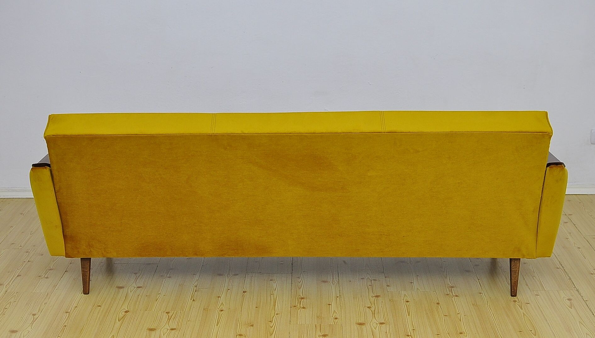 Mid-century yellow velvet sofa, 1960s