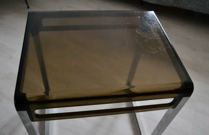 Side table smoked plexi vintage chrome