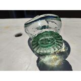 2 blue crystal and blown glass pocket vases