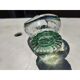 2 blue crystal and blown glass pocket vases