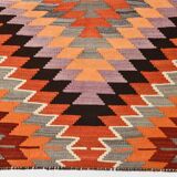 4x8 Multicolor Turkish Vintage Kilm,Bohemian Kilim Rug,125x253 Cm