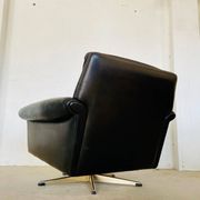 Vintage Danish mid-century leather lounge chair in black leather by G. Thams 1975
