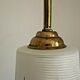French vintage retro white & clear glass shade & gold metal ceiling light 3599