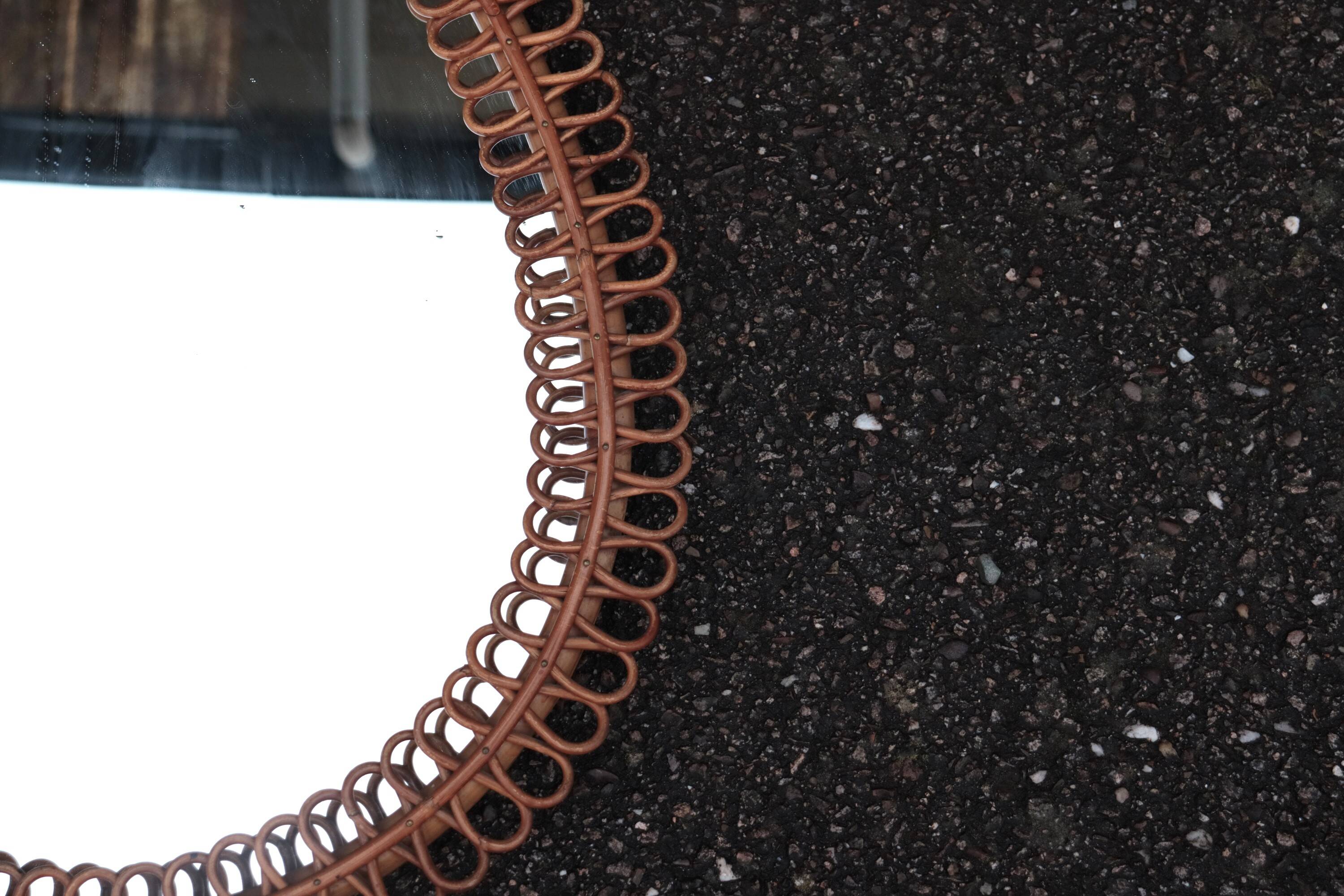 Large rattan mirror attributed to Franco Albini, Italy 1960.