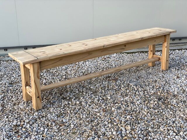 Sanded wood farm bench