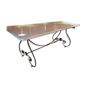Table fer forgé marbre années