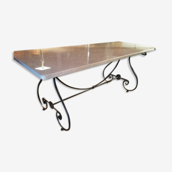 Table wrought iron marble 1980