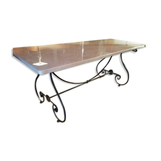 Table wrought iron marble 1980