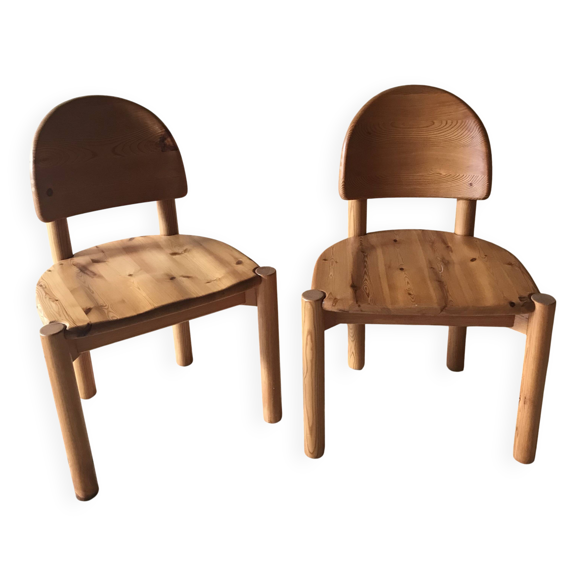 Pair of solid pine chairs by Rainer Daumiller, Germany 1960