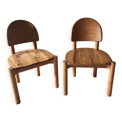 Paire de chaises en pin massif par Rainer Daumiller, Allemagne 1960