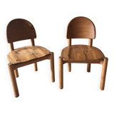 Pair of solid pine chairs by Rainer Daumiller, Germany 1960
