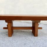 Scandinavian "Brutalist" Coffee Table, Japandi Style, Solid Teak, 20th Century