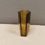 Amber coloured vase in hard pressed glass
