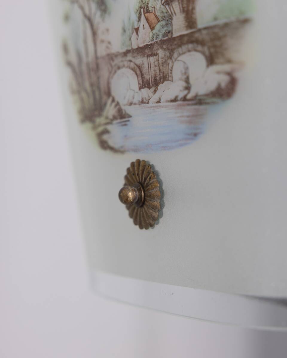 Vintage 1950s chandelier in decorated glass, italian design