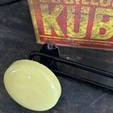 Wall coat rack with 4 vintage yellow metal hooks