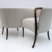 Rare Giorgetti Italian Velvet Conversation Sofa "Progetti", 1980s