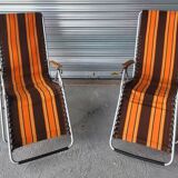 Set of two relaxing garden armchairs, deckchairs, lounge chairs