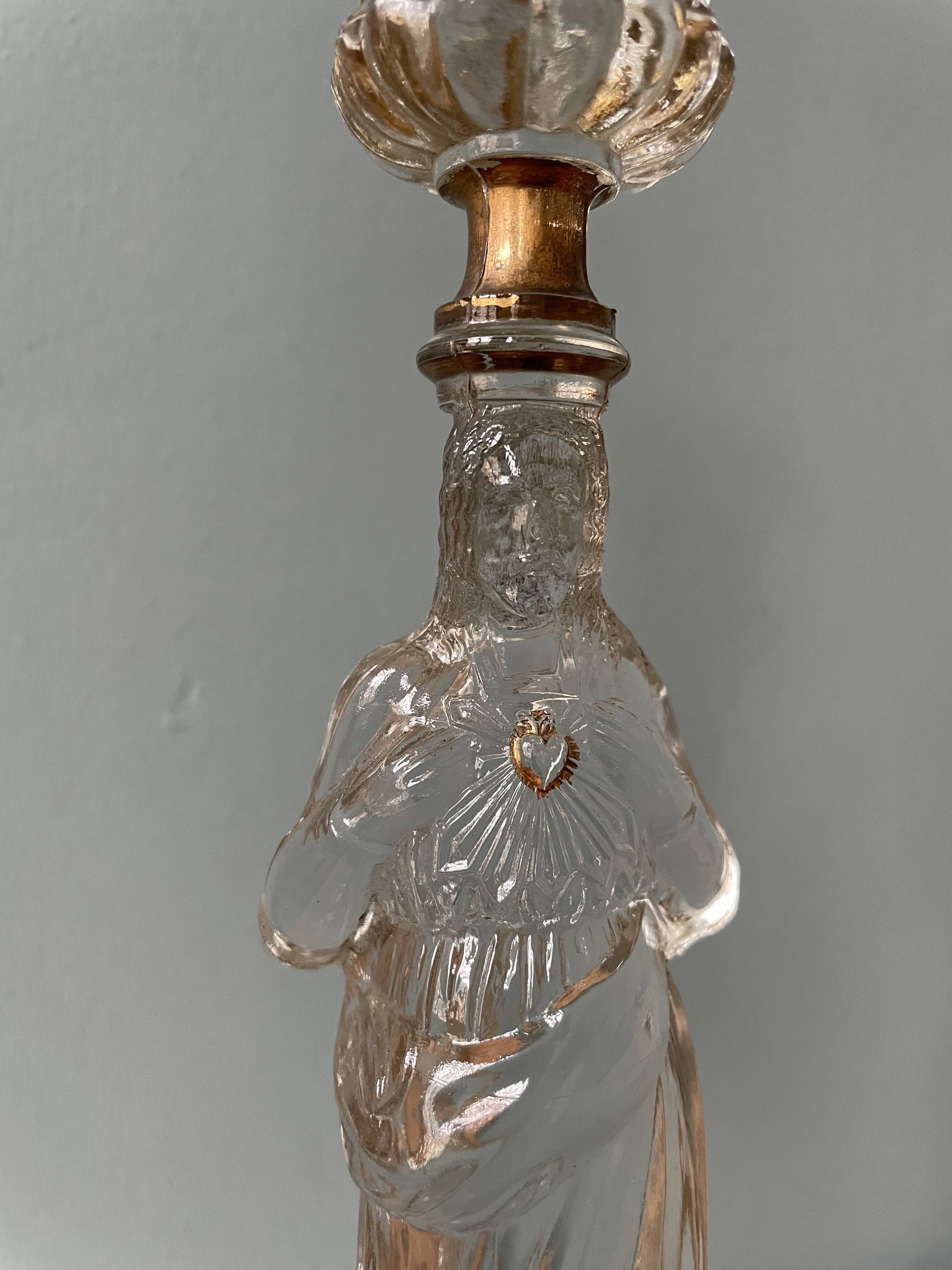 Portieux pressed glass candle holder