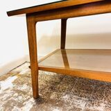 Vintage Scandinavian wood and glass coffee table