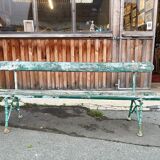 Old wooden and cast iron garden bench 2 m long – original patina