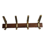 Scandinavian design coat hook in teak and gold aluminum