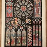 Lithograph engraving on stained glass windows (Tournai Cathedral) from 1897