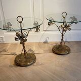 Palladio, pair of Italian cocktail side tables tables