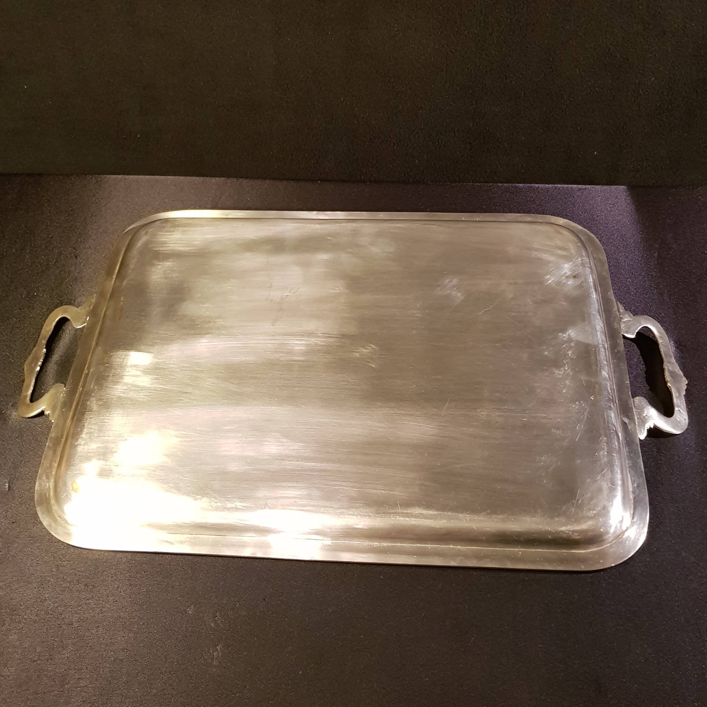 Old silver metal tray
