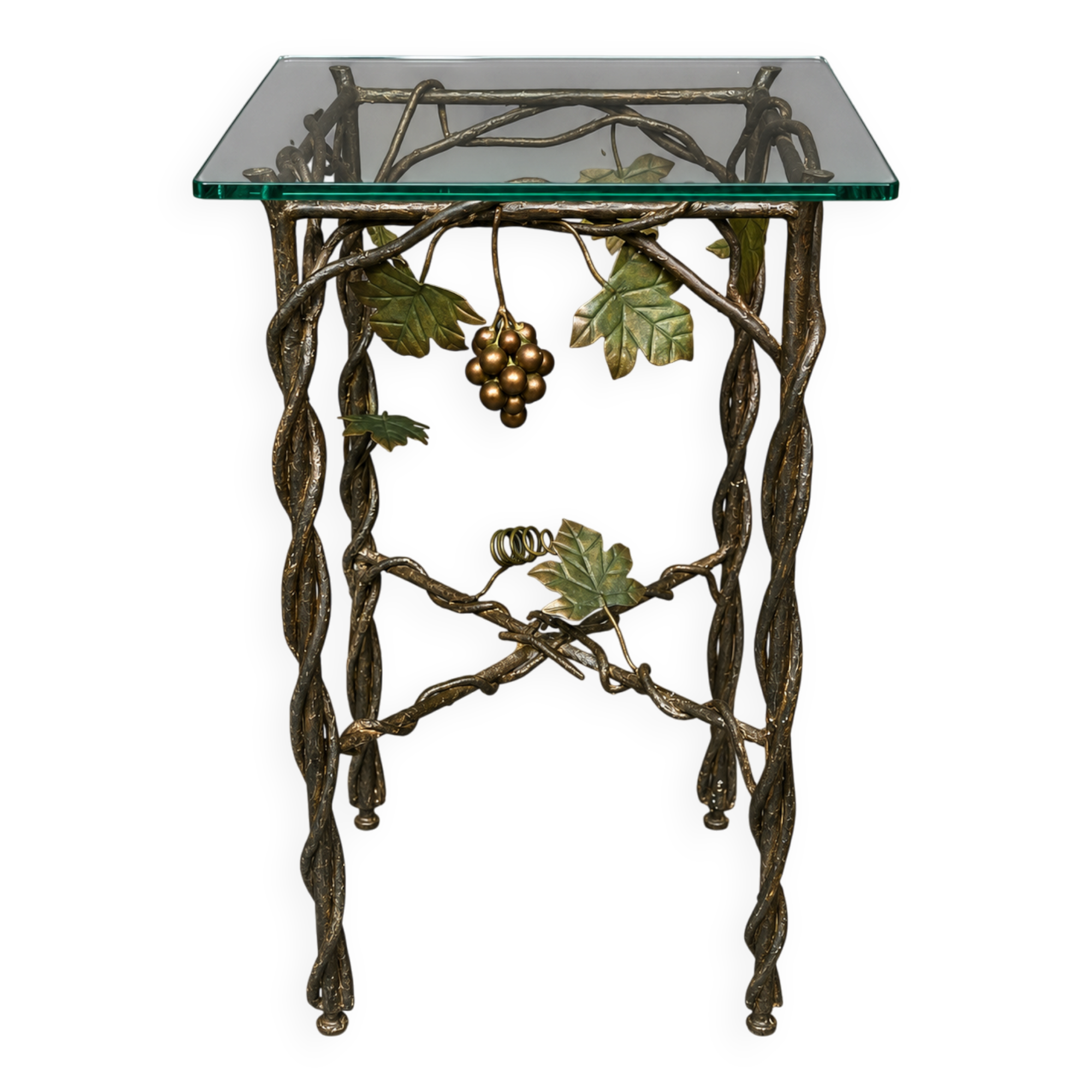Table art nouveau. Fer forgé, verre.