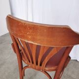 Chaise de salle à manger vintage en bois courbé : dossier éventail style Thonet, pub irlandais des années 1970