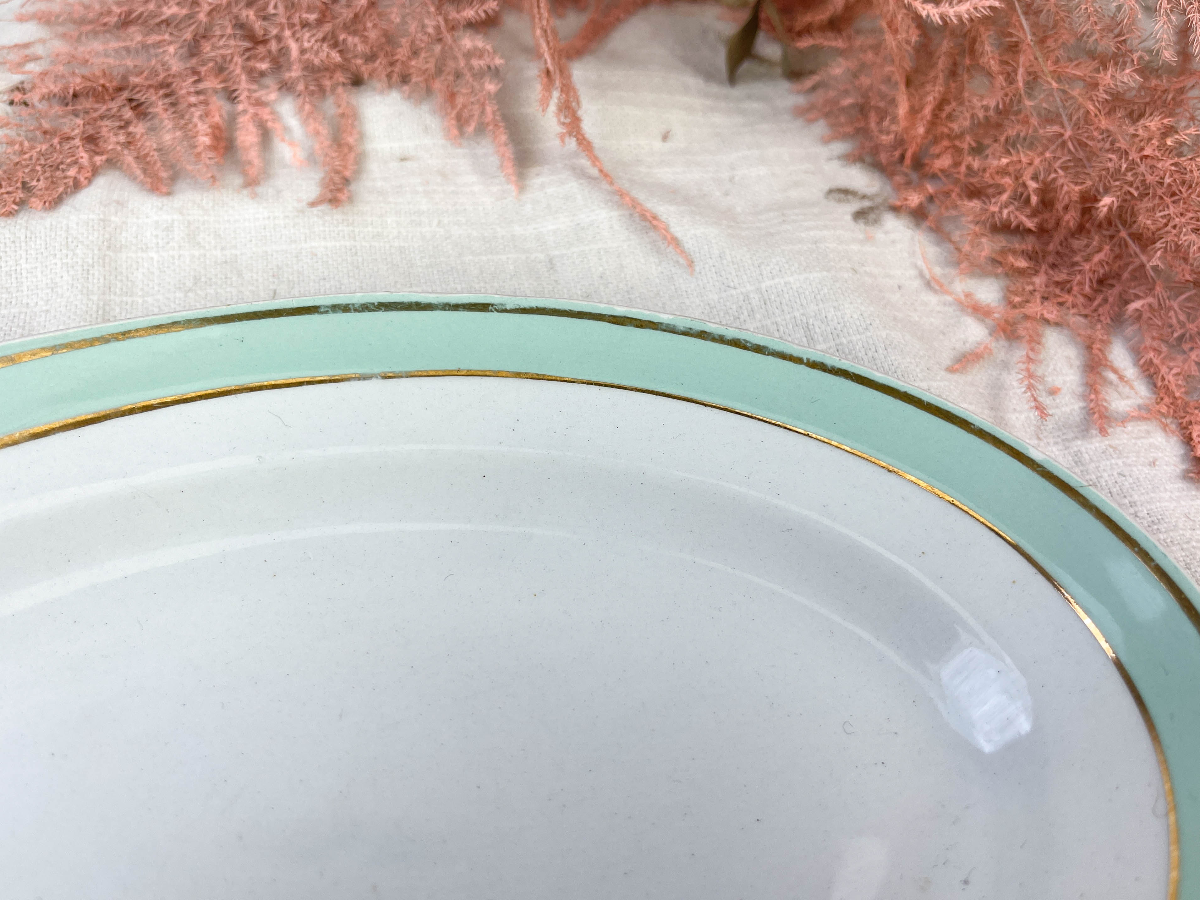 Ravier luneville "dauphine" porcelaine blanc vert
