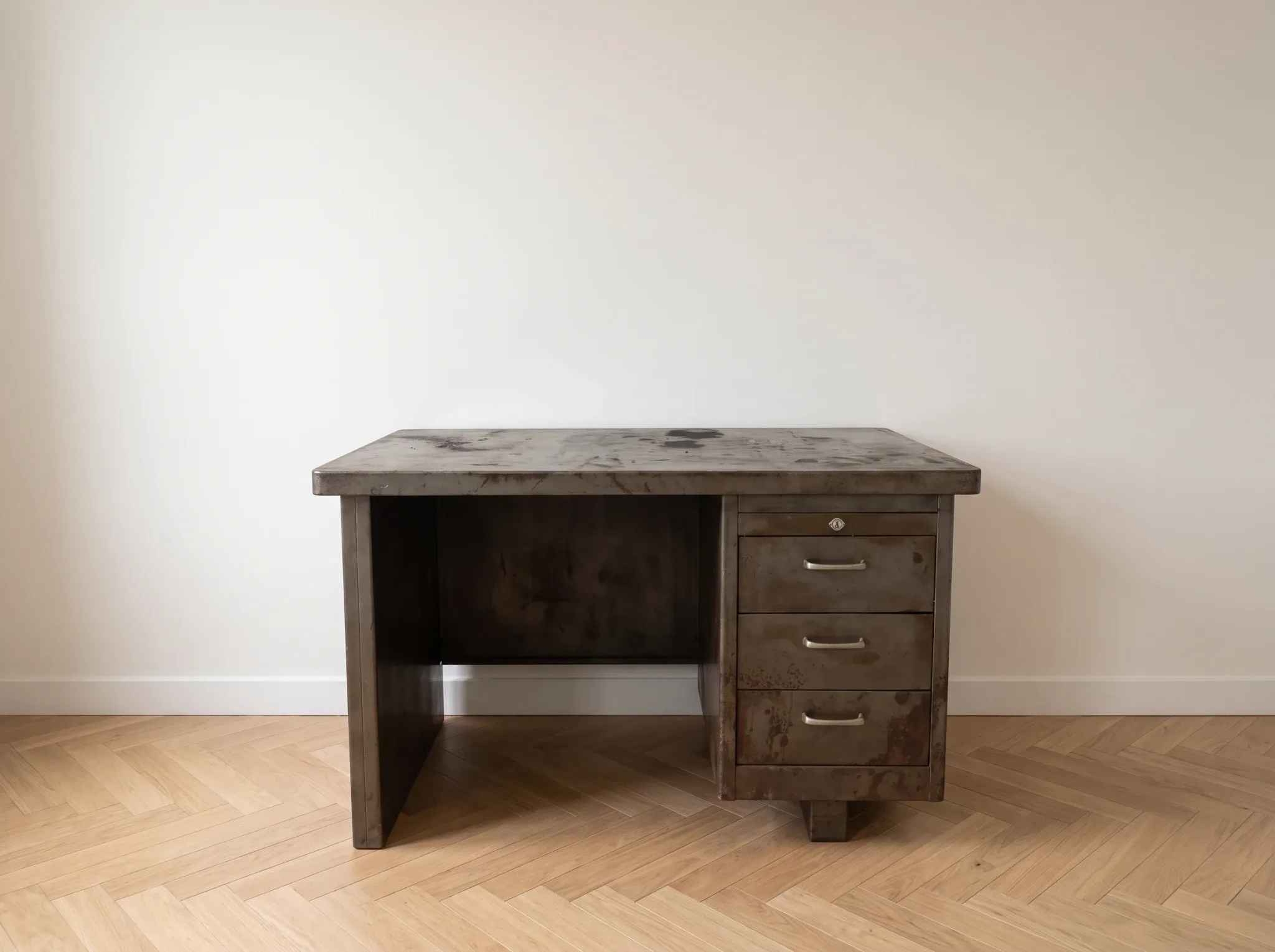 Industrial desk Strafor in grey steel