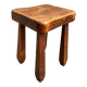 Vintage sculptural solid wood stool, brutalist style.