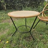 Vintage rattan armchair and coffee table attributed to Rohe Noordwolde