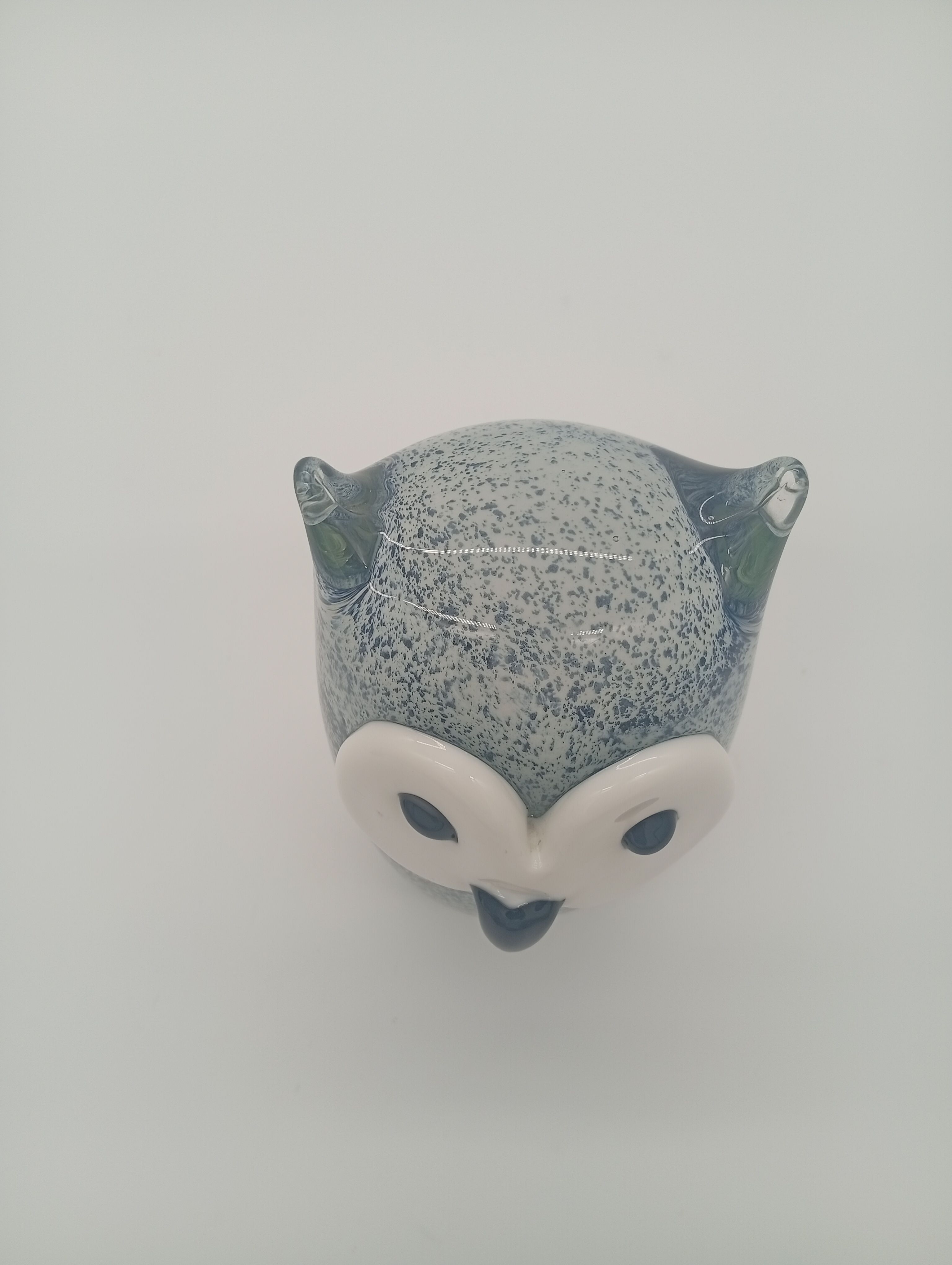 Vintage Scandinavian Glass Owl Statuette Denmark Sulphur 70s 80s
