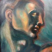 Oil on cardboard – stylized Art Deco study after the Adam of the Sistine Chapel – 60 x 80 cm