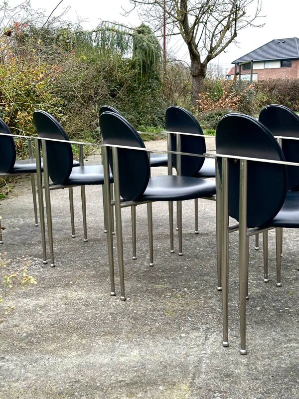 Suite de 7 chaises Belgo Chrom années 80