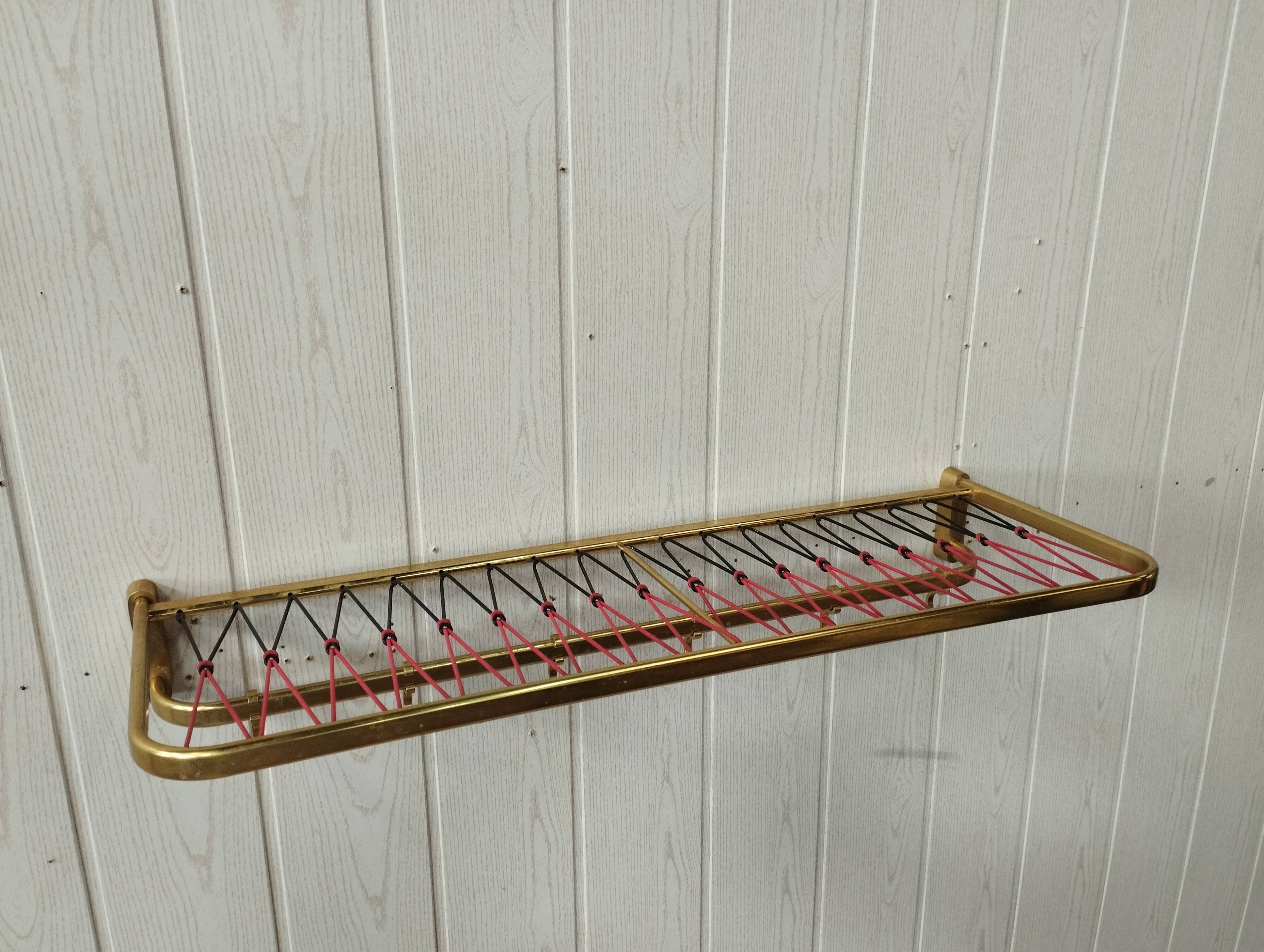 Vintage gold metal and scoubidou coat rack