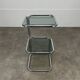 70s pedestal table, chrome and smoked glass side table