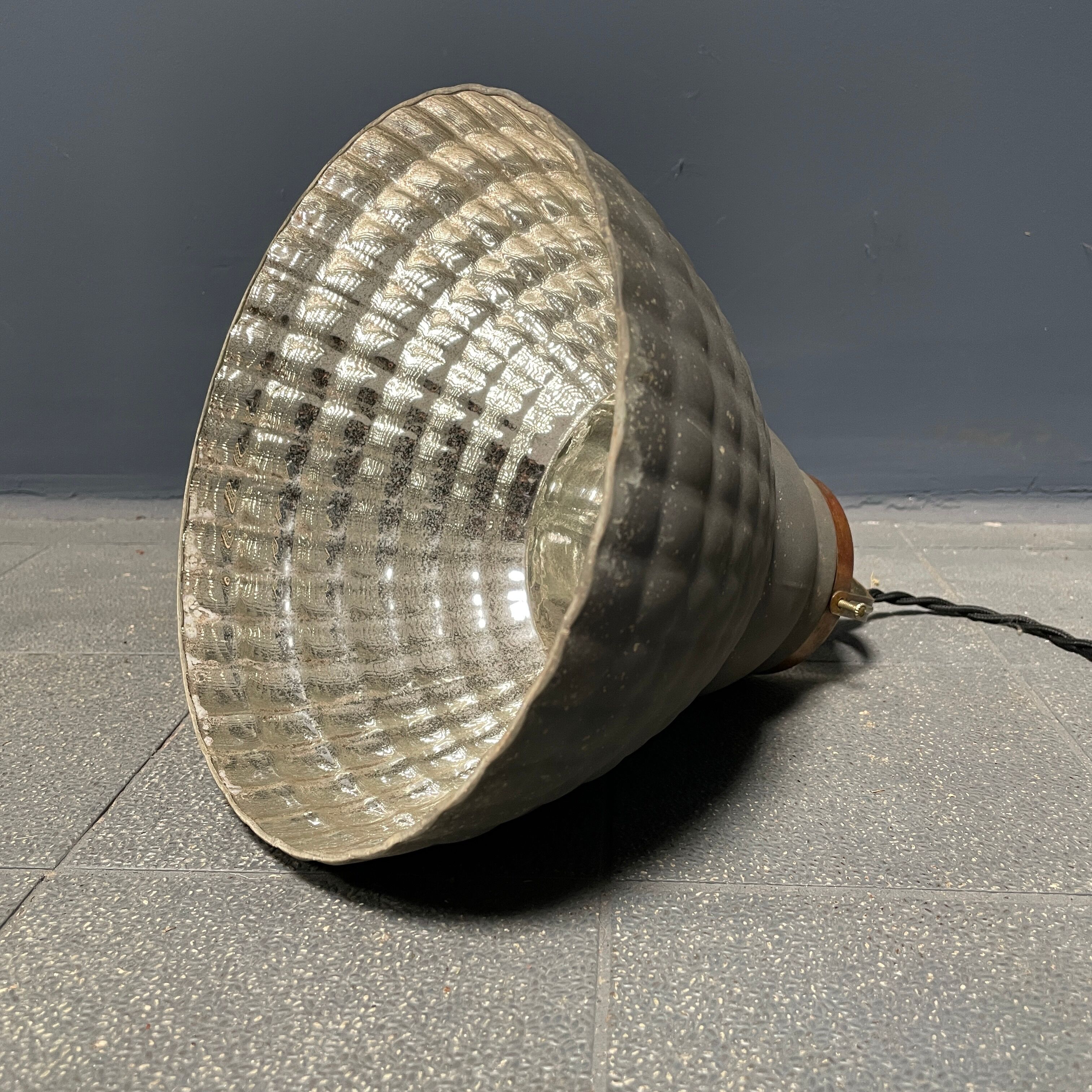 Old mercury glass hanging lamp with brass fixture